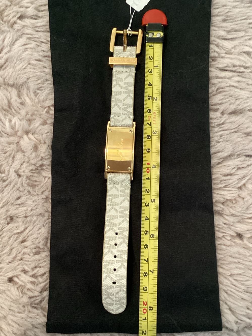 Michael Kors White Leather Strap Bracelet with Gold Plaque - Picture 5 of 7